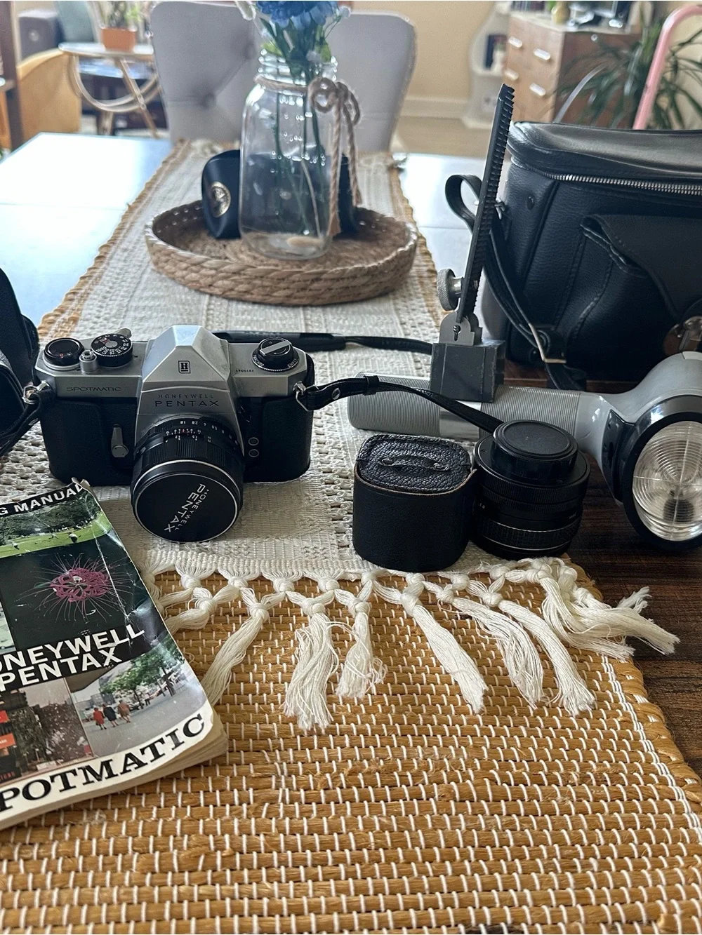 Pentax SLR Camera in Silver and Black with Lenses and Case